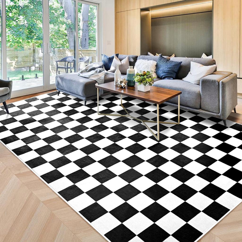 Checkered Area Rugs Checkerboard Rug Plaid Carpet for Living Room Bedroom Home Decor