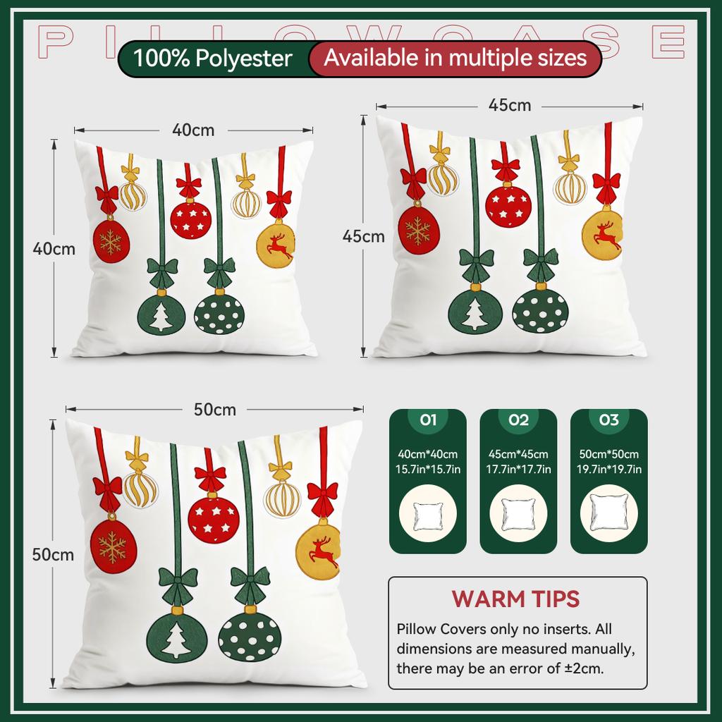 Christmas Themed Decor Pillowcase Printed Polyester 40/45/50Cm Throw Pillowcover Decorative Sofa Cushion Pillowslip Home Decor
