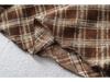 Women's High Waist Slimming A-line Brown Plaid Midi Skirt - 2025 Autumn/Winter Collection