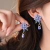Blue Color Orchid Earrings Sweet Flower Earrings Ethnic Style Girl Ear Jewelry Gift