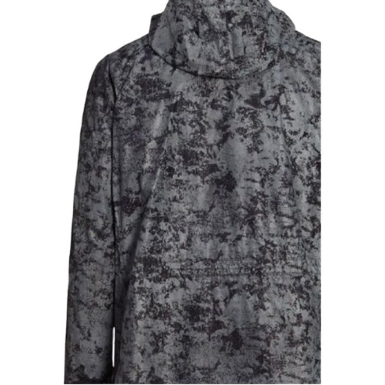 Y-3 FW21 Textured Reflective High Neck Hooded Mid-Length Jacket Men Jacket Gray GV4171