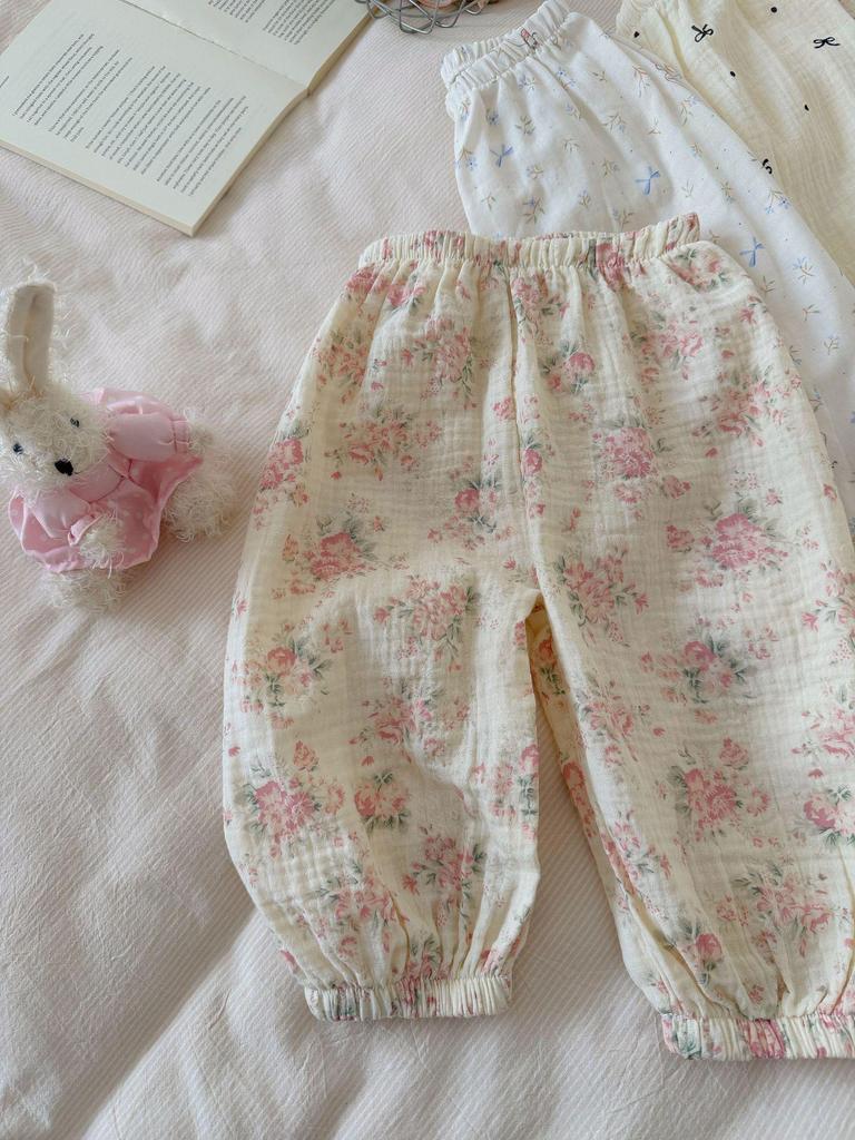 Ten-Color Cartoon Cotton Gauze Mosquito Repellent Pajama Pants for Boys & Girls - 100% Pure Cotton, Thin Summer Style