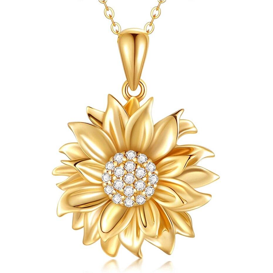 

Ожерелье с подвеской в ​​виде подсолнуха золотого цвета для женщин, подвески с CZ, модные ювелирные изделия
