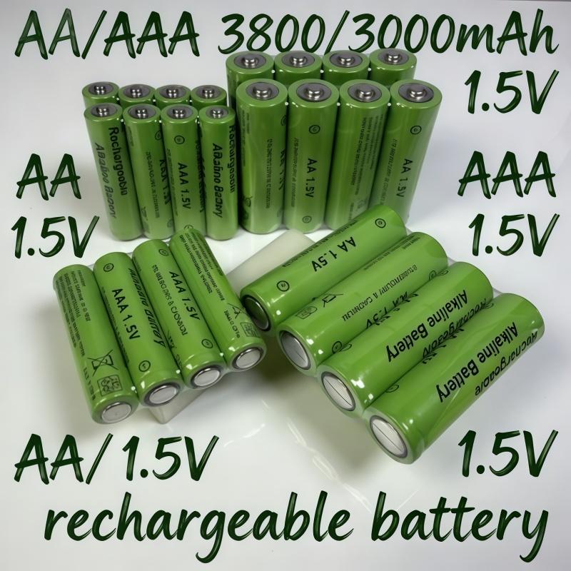 1.5V AA 3800mAh AAA 3000mAh Rechargeable Alkaline Batteries, Stable Performance for Cameras MP3 Players and Radios