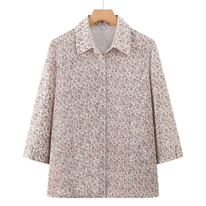 

2026 New Style Floral Cotton Two-Piece Summer Shirt for Middle-Aged and Elderly Women 5XL (Up to 155 Jin)