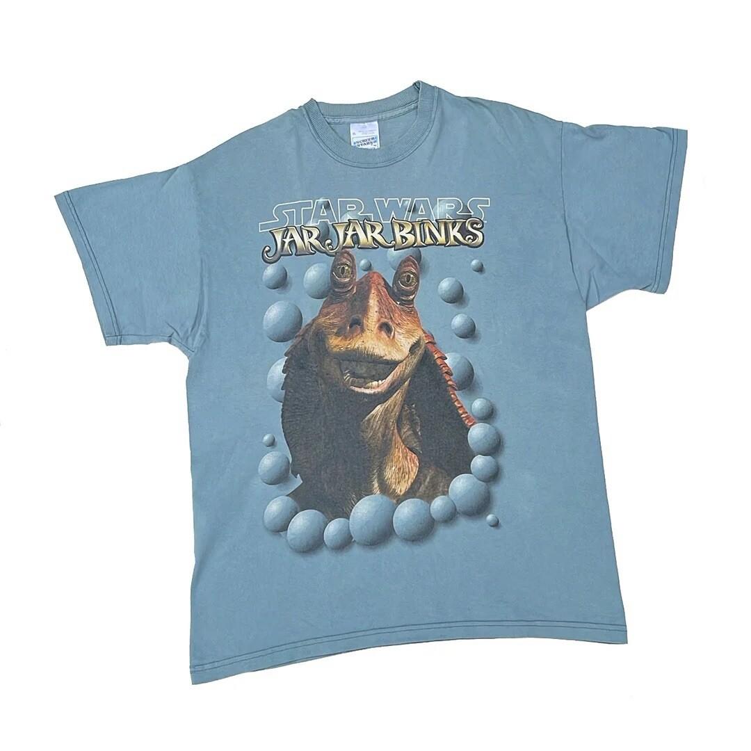 Jar Jar Binks Star Wars 1999 90s Vintage Movie Promo Episode 1 Rare Unisex T-Shirt XL