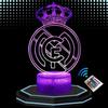 LED 3D Real Madrid Football Bedside Lamp, Color-Changing Night Light, Touch Lamp for Desk and Bedroom, Gift Idea