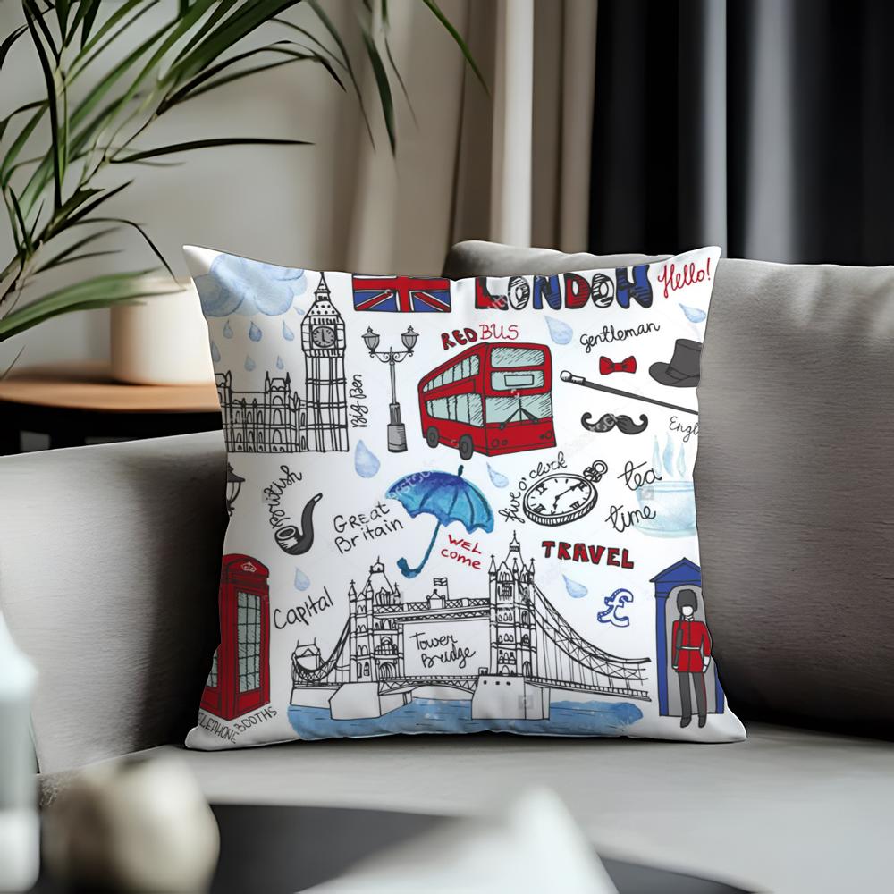 Fashion EEengland Love Printed Cushion Cover Antidustmite Pillowcase Invisible Zipper Silky Short Plush Sofa Cushion Cover
