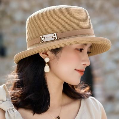 Sun Hat Children'S French Elegant Lafite Straw Hat Outdoor Fashion Versatile Face Small Upturned Edge Basin Hat
