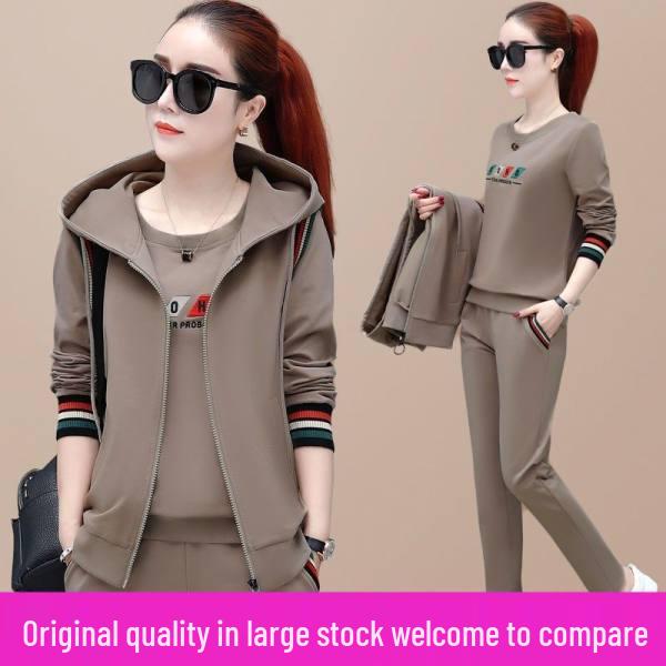 2023 Women's Korean Fashion Three-Piece Set: Long-Sleeve Sweatshirt, Vest, Plus Size Casual Sportswear for Spring & Autumn