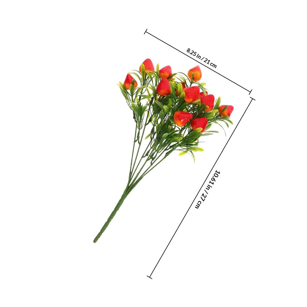 5 Stück Heimdekoration Beerenstiele für Blumenstrauß Künstliche Früchte PVC Falsche Erdbeeren Erdbeer-Blumenarrangement