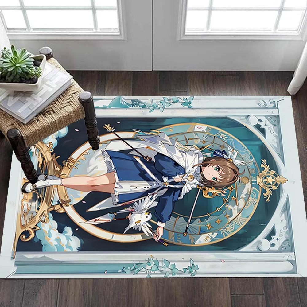Elegant Blue Floral Dress Decoration,Carpet,Living Room,Bedroom, Non-slip,Square rug
