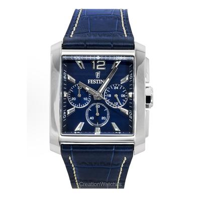 Kronograf Deri Kayış Mavi Kadran Quartz F20636-2 Erkek Saati