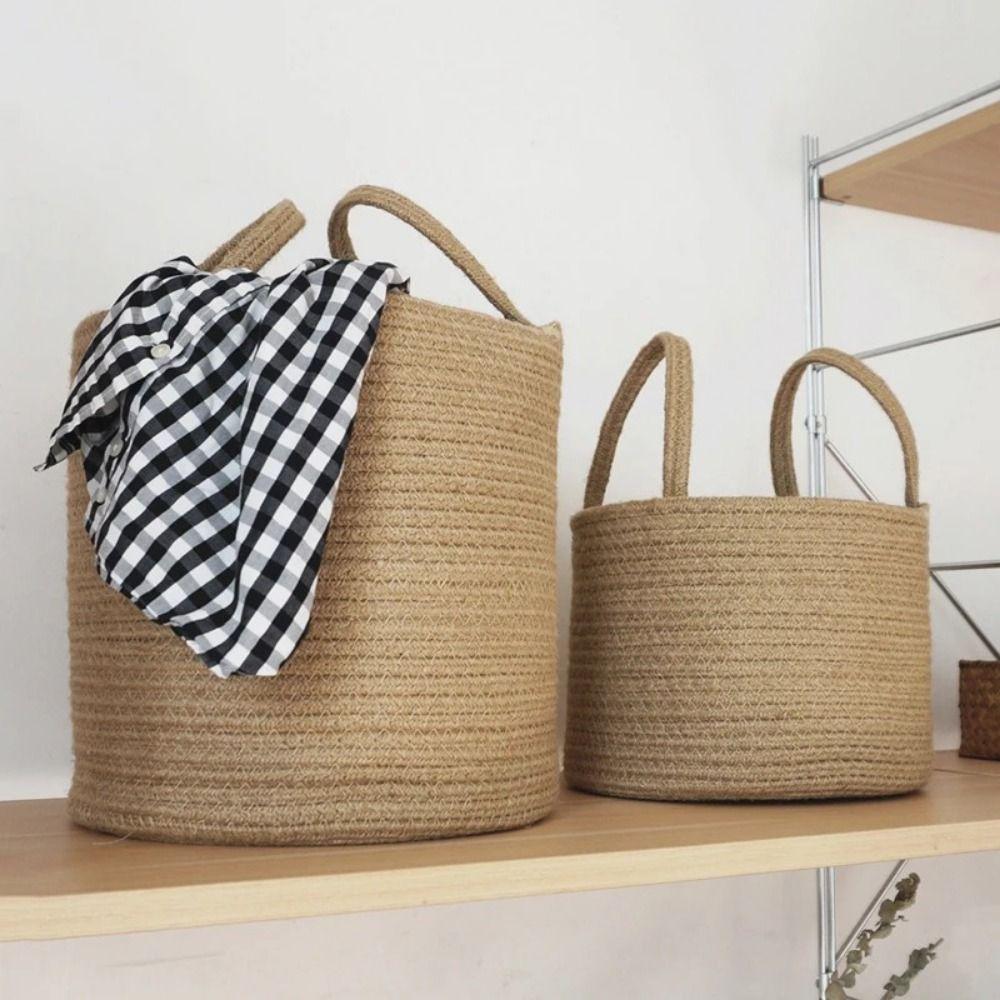 Handmade Woven Dirty Laundry Basket Decorative Clothes Toys Organizer Sundries Organizer  Garden
