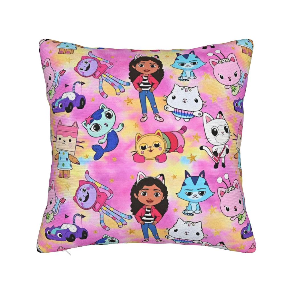 Gabby Dollhouse Cartoon Throw Pillow Cover Polyester Cushions for Sofa Funny Pillowcover Home Decor