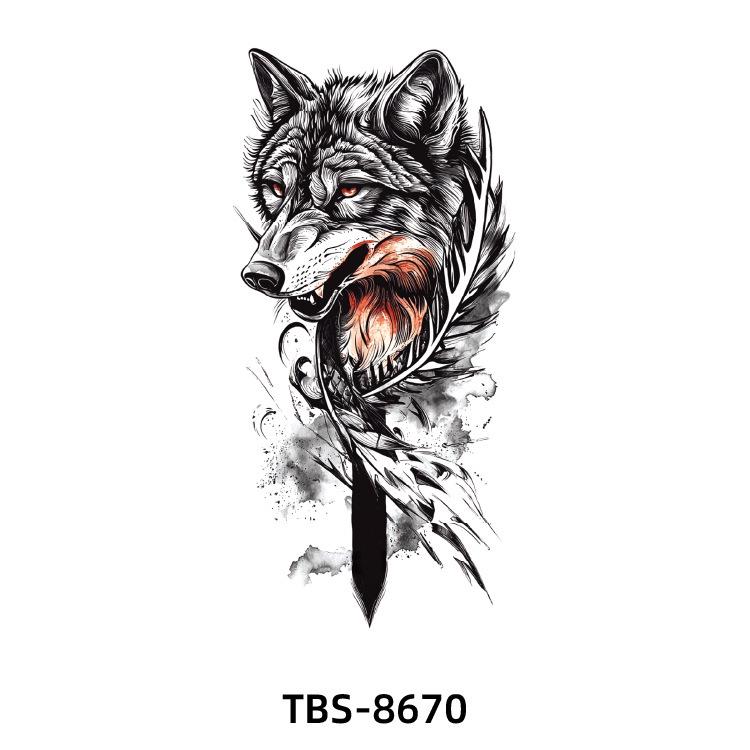 2025 Full/Half Arm Wolf, Tiger, & Flower Tattoo Stickers - European/American Style