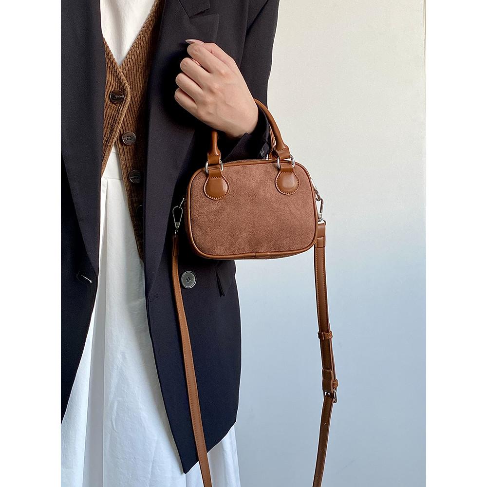 IELGY Autumn Winter Retro Flannel Pillow Portable Shoulder Messenger Bag