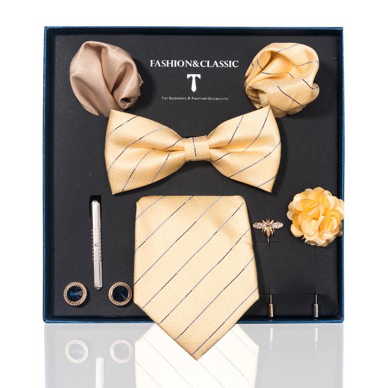 Luxury Groom Tie, Pocket Square & Boutonniere Gift Set for Weddings