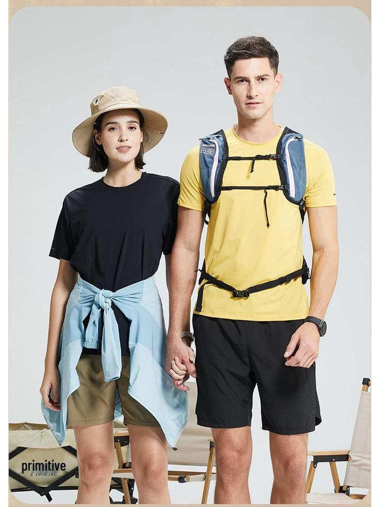 Men's Quick-Dry Ice Silk Breathable Short Sleeve T-Shirt for Outdoor Running & Sun Protection