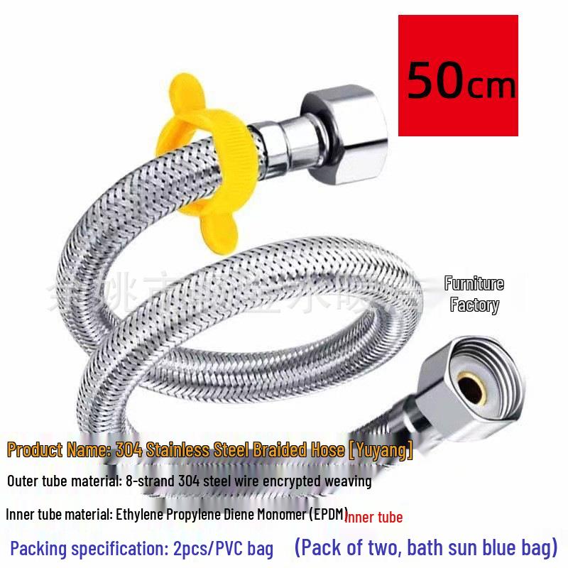 304 Stainless Steel Braided High-Pressure Faucet Hose for Hot & Cold Water