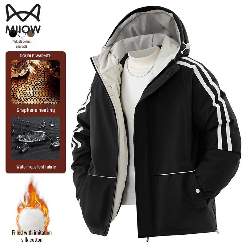 

Mao Ren Men s Winter Thickened Warm Hooded Jacket L