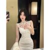Skirt female winter pure desire hot girl sexy lace stitching lace-up small man sleeveless tight hip-wrapped dress