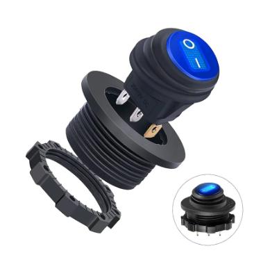 20mm Round Rocker Toggle Switch Shell Housing 12V LED ON OFF for Car Truck Golf Cart Dash Panel Blue Red Green Lighted