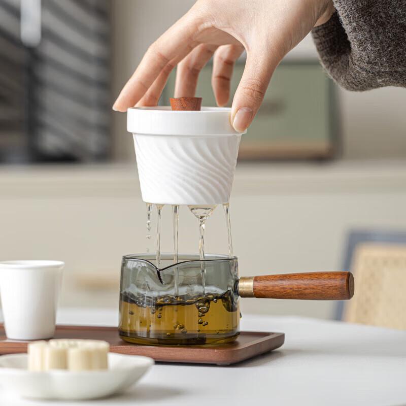 Mùyī Jade-Inspired Ceramic Side-Handle Tea Set
