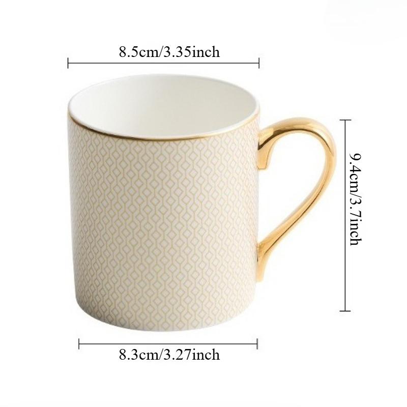 European Style Golden Edged Bone China Coffee Cup Office Electroplated Ceramic Mug Afternoon Tea Cups Household Drinkware 400ml