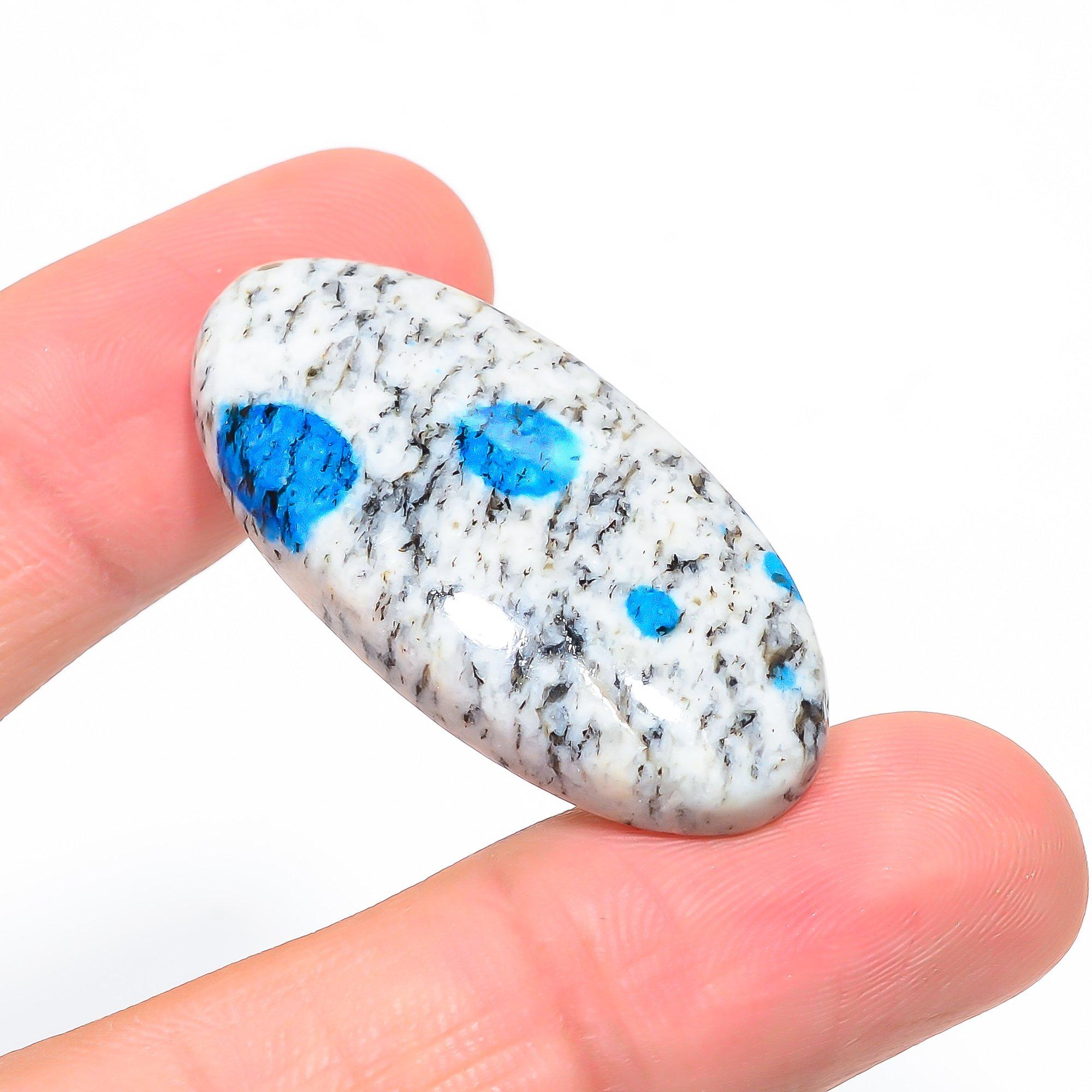 

Natural K2 Azurite 2.1x4.1cm Cabochon Fine Loose Gemstone 53.75Cts. M1i13 білий