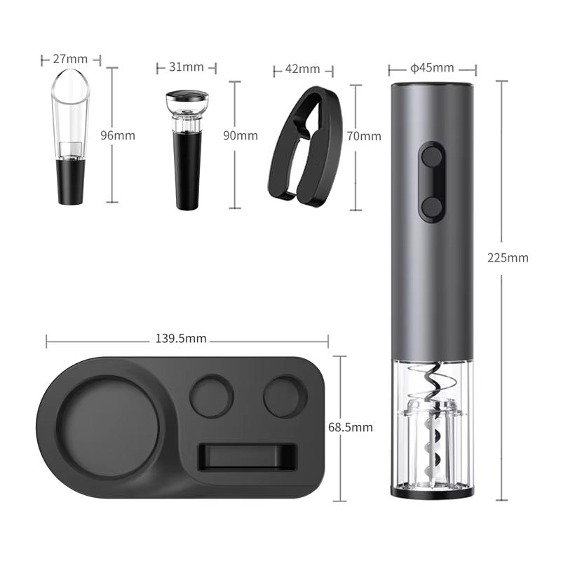 4 In 1 Smart Kitchen Accessories Electric Wine Opener Gift Set with Wine Stopper,Wine Pourer,Storage Base