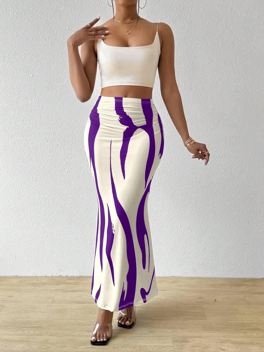 

2026 European & American Zebra Pattern High-waisted Fishtail Pencil Skirt - Slimming, Height-enhancing, Hot-sell S