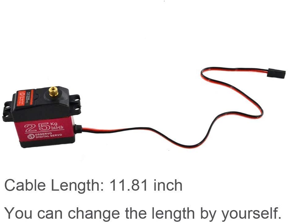 DS3225 25KG High-Torque Servo Motor | Full Metal Gear for Durability | Ideal for Robotics and RC Cars | Red & Black | Plastic Housing