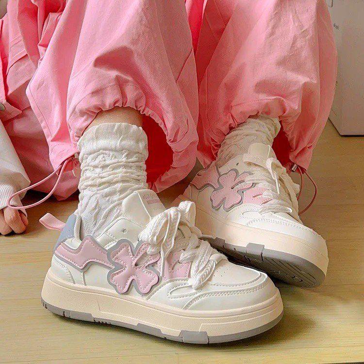 

Women s Trendy Thick-Soled Sneakers - Spring 2024 Versatile Casual White Shoes 36 белый/розовый