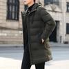 Padded-on men's medium and long winter thickened casual warm padded jacket hooded winter padded jacket