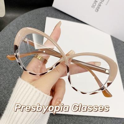 New Curve Anti-Blue Light Reading Glasses Women Oversized Optical Frame Eye Protection Eyeglasses Computer Presbyopia Goggles