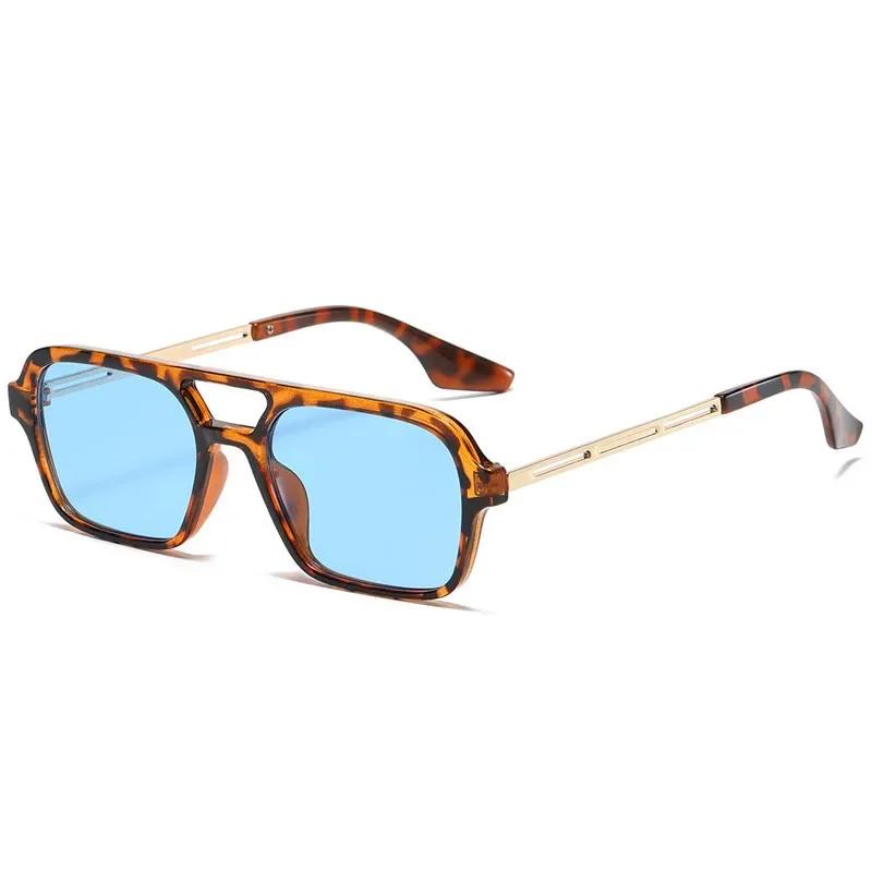 

New Women Sunglasses Fashion Pink Gradient Eyewear Vintage Hollow Leopard Blue Sun Glasses Men Shades Uv400 Eyewear 1PC