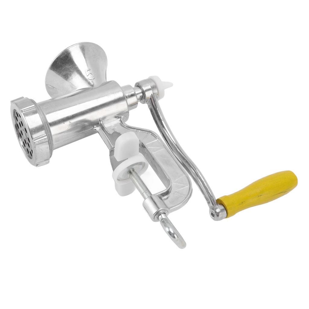 Meat Grinder Small Aluminum Alloy Composite Wood Incisive Blade Silver Manual Meat Stuffer Sausage Maker for Beef Pork
