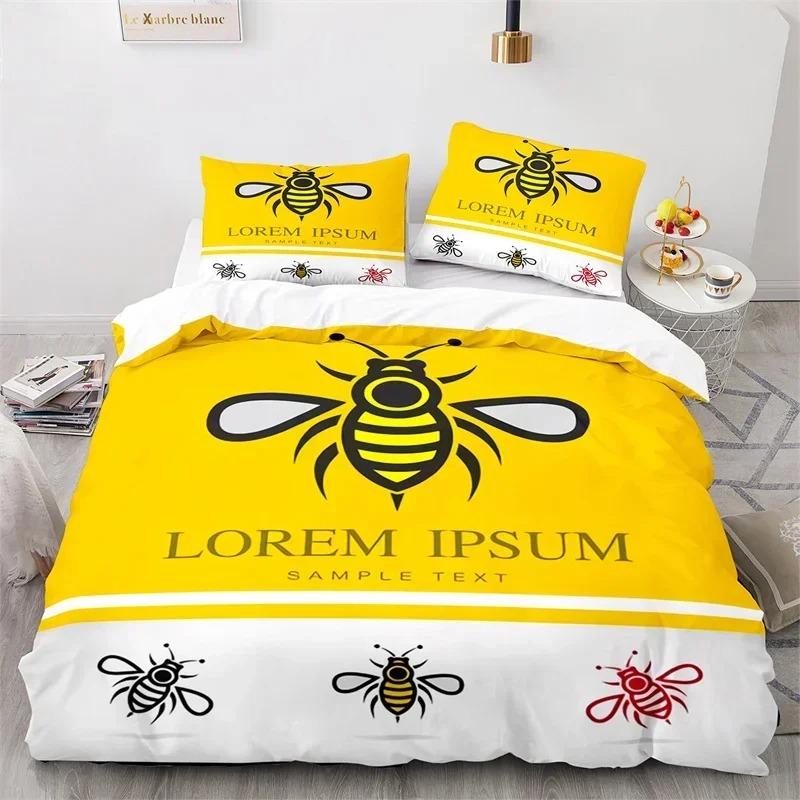 Comforter Cartoon Bee Insect Honeybee Bedding Set Microfiber Wild Animal Comforter King For Teens Boys Kawaii Home Decor