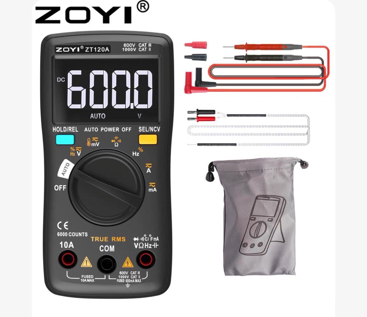 

ZOYI ZT-102A Точний мультиметр: Інтелектуальний інструмент електрика із захистом від перевантаження для вимірювання ємності та опору.
