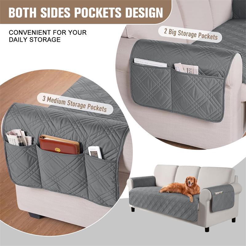 1/2/3/4 Seater Pets Kids Sofa Cover Mat Anti Cat Scratches Armchair Cover Non-Slip Anti-Dust Plaid Sofa Slipcovers Protectors