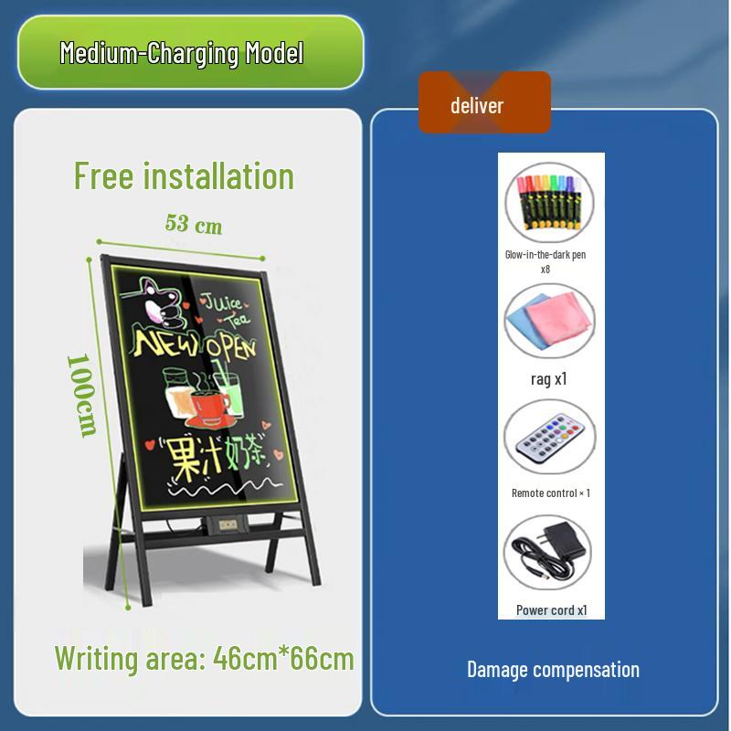 Small Luminous Blackboard Display Stand for Shop Advertising and Handwritten Signage