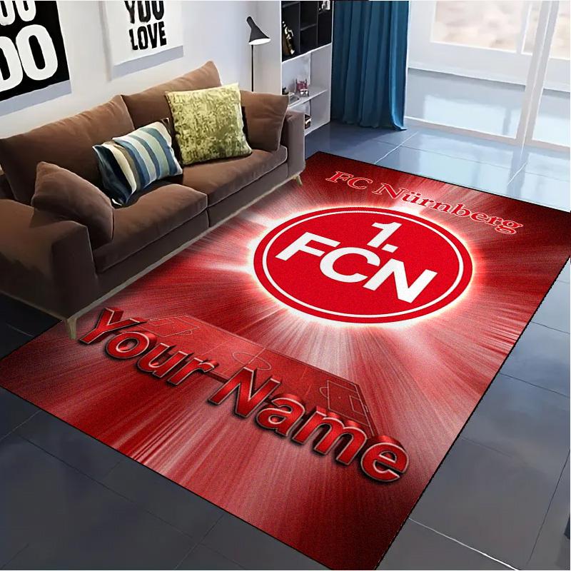 Benutzerdefinierter Teppich mit 1. FC Nürnberg Logo für Wohnzimmer, Schlafzimmer, Zuhause, Sofadekoration, rutschfeste Bodenmatte für Kinder