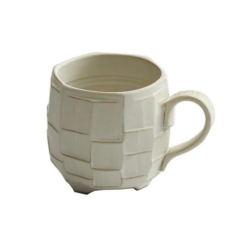 420ml Creative Retro Rough Pottery Coffee Cup Japanese Ceramic Mugs Milk Tea Cup Kitchen Breakfast Oatmeal Cups Office Household