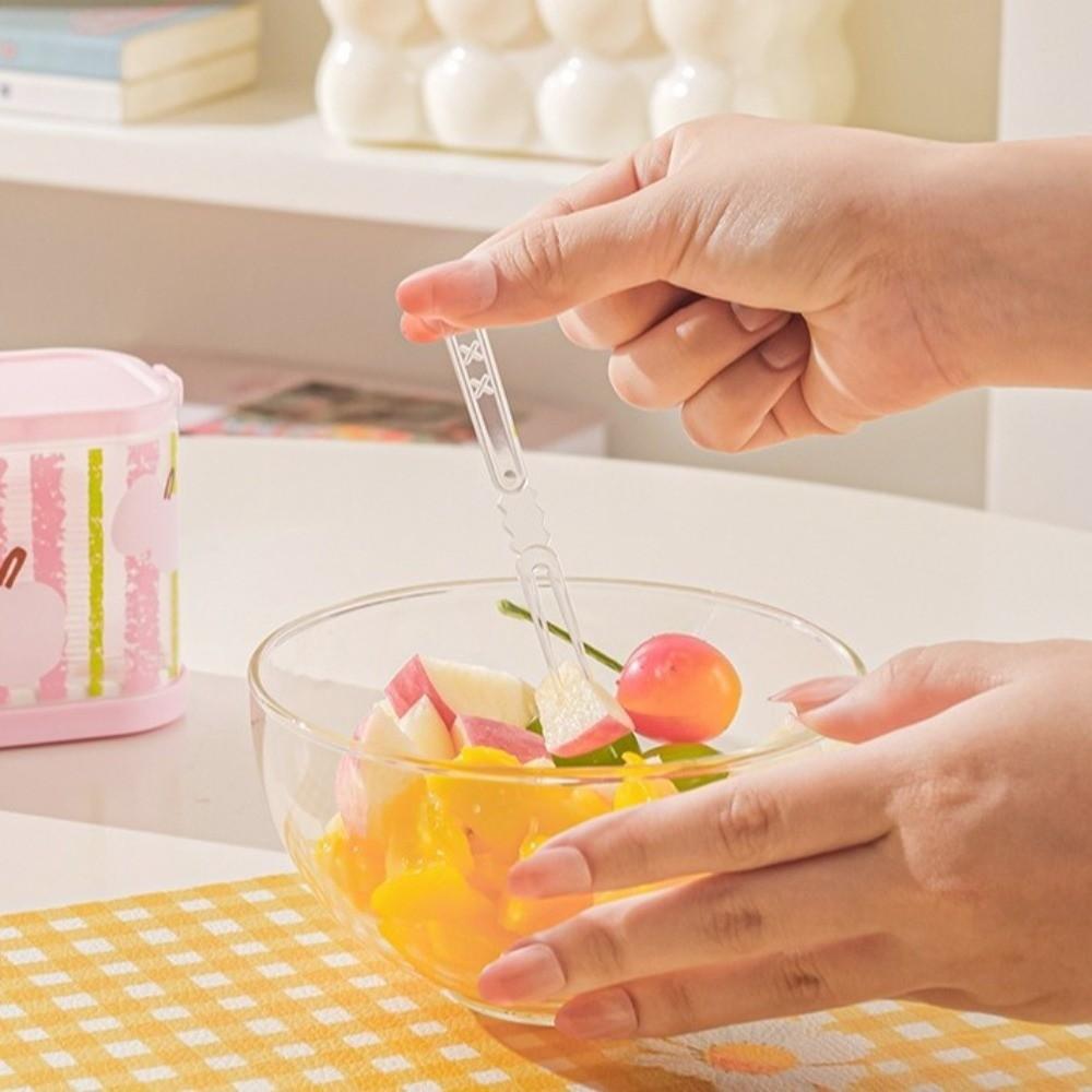 Transparent Disposable Fruit Fork Storage Box Reusable Fork Organizer  Party Use