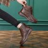 The first layer of cowhide British leather short boots for women's autumn and winter new thick-soled Martin boots for women's thin front zipper casua