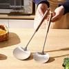 Stainless Steel & Walnut Kitchen Utensils Set: Mushroom Spatula, Spoon, Ladle, Stir-fry Spoon.