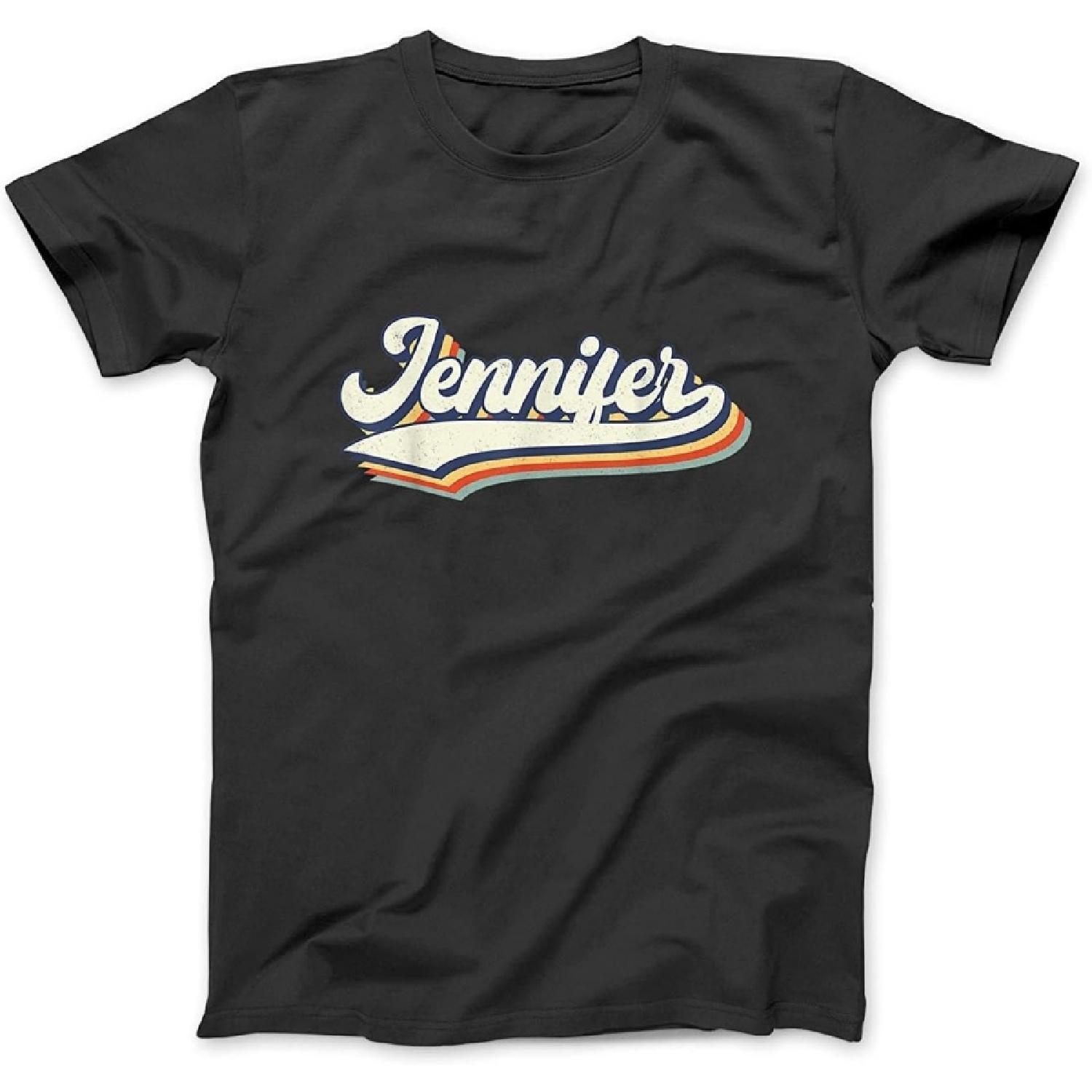 Дженнифер Имя Персонализированная Винтажная Ретро Дженнифер Спортивное Имя Футболка Свитшот Худи Майка для Мужчин Женщин Детей Черный S