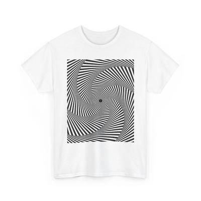Optical Spiral Illusion T-Shirt | Black White Geometric Tee, Cool Spinning Tee