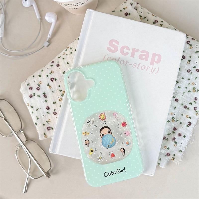 

Mint Green Jade Hour Hand Case for iPhone 17/16 Pro Max/15/14 - High-End Feel iPhone 14 Pro